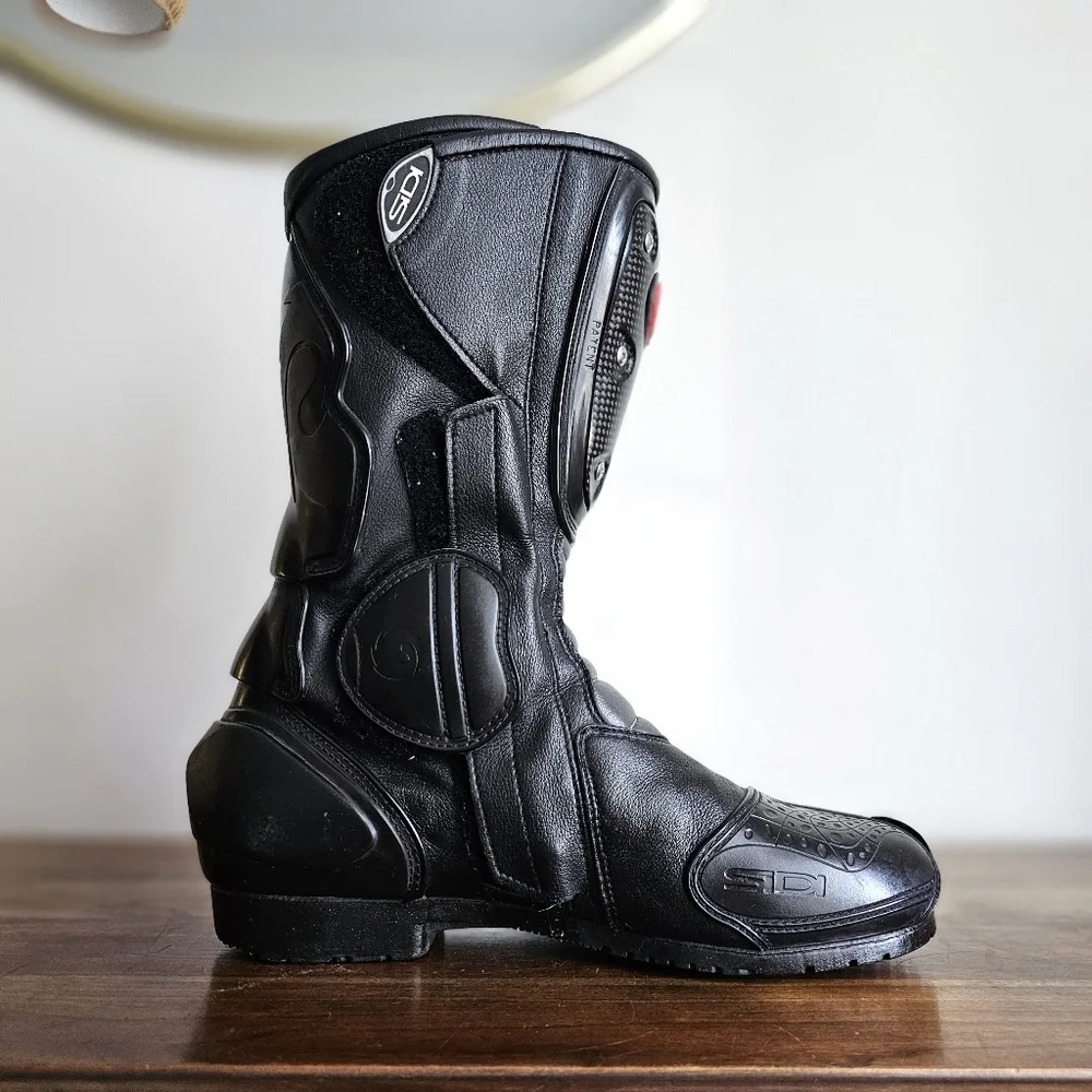 SIDI Vertigo Motorcycle Racing Boots Black Red Silver EU 41 US 7.5 Made in Italy